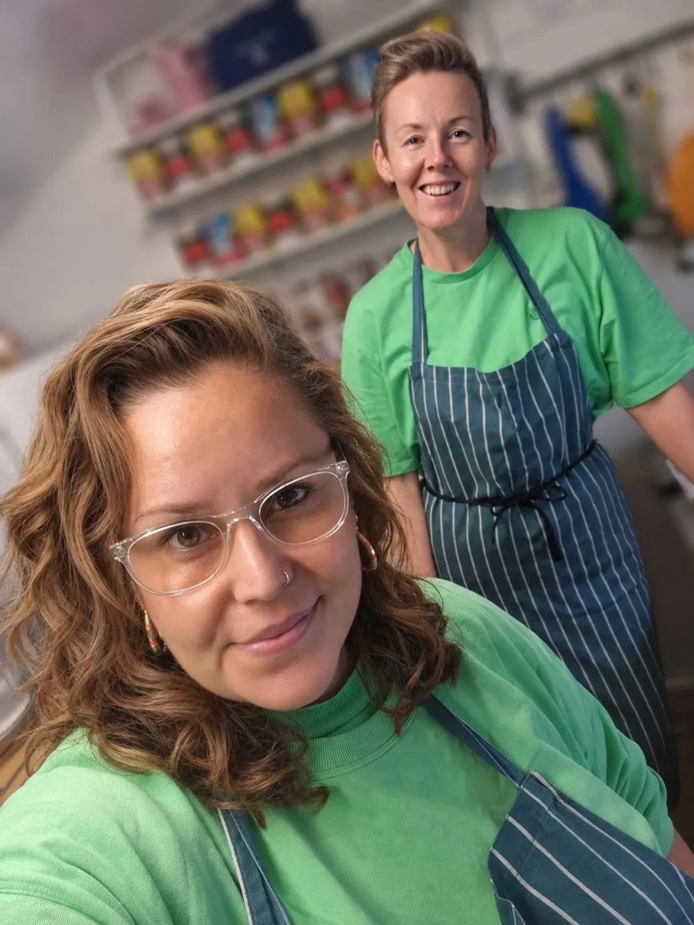 Jo and Faye in the Pizza Queens kitchen